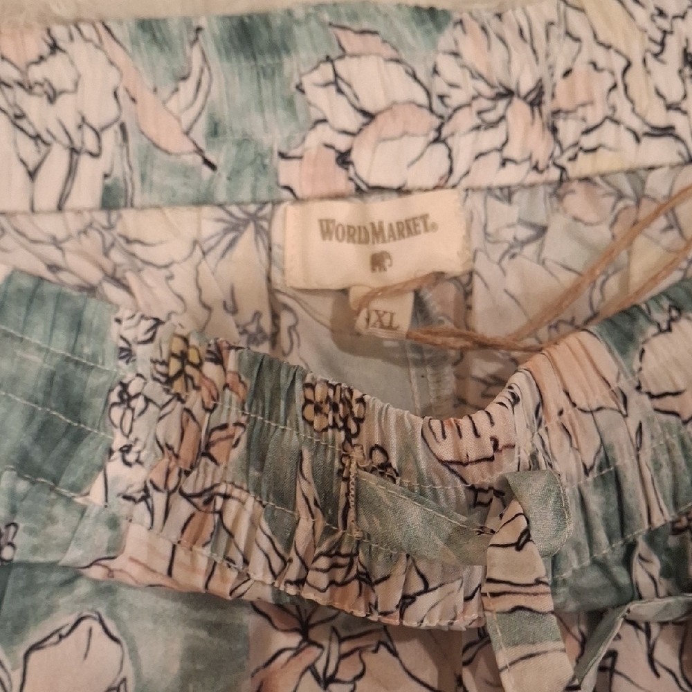 Cost Plus World Market Floral Pajama Pants - Green and White - Picture 4 of 7